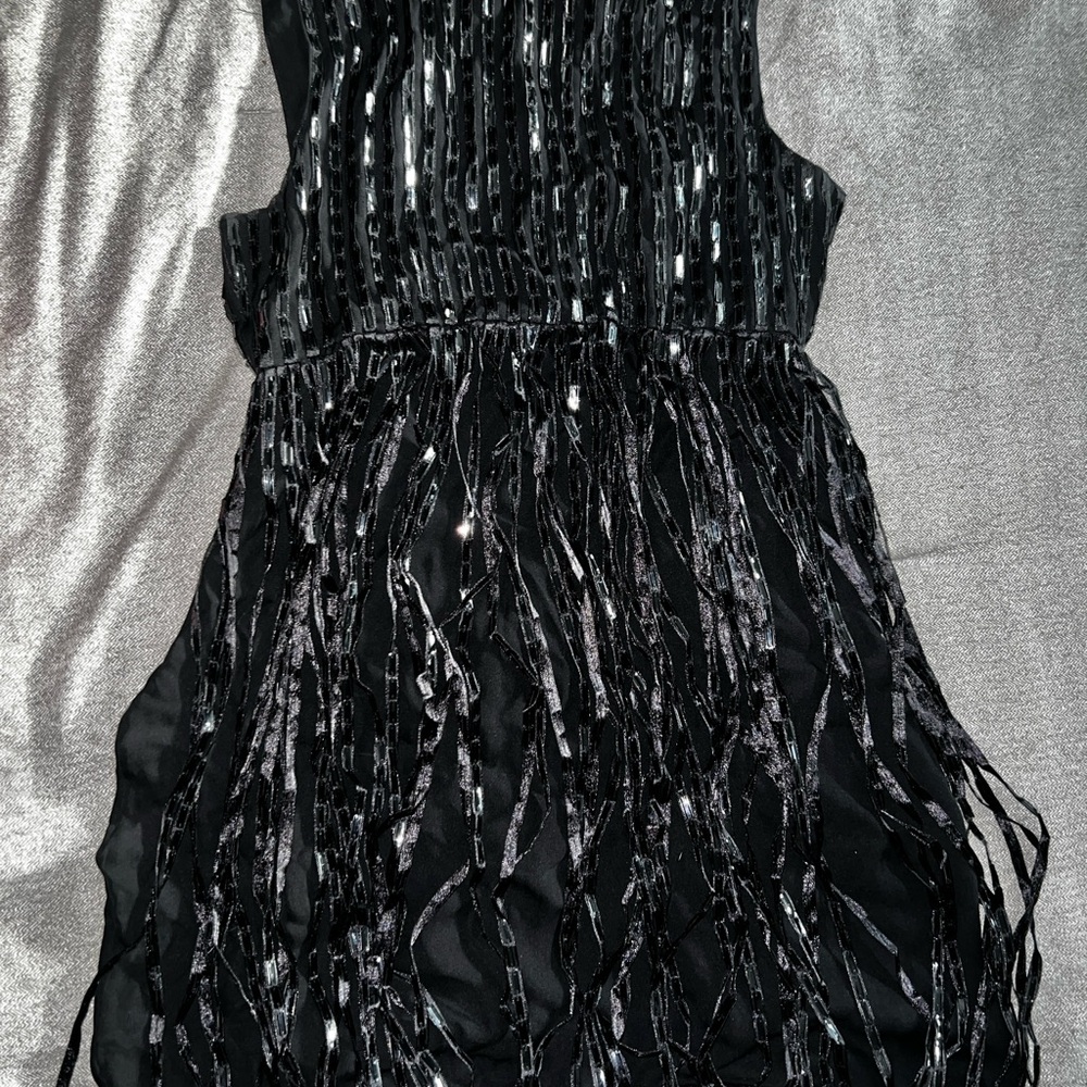 Alice + Olivia Black Pleated Halter Cocktail Dress